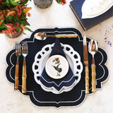 Juego de 4 Manteles Individuales Hannah Midnight Blue con Doble Orilla Bordada