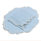 Juego de 4 Manteles Individuales Hannah Azul Plumbago con Doble Orilla Bordada