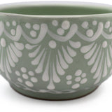 Bowl de Talavera Verde con Blanco, Set de 4.