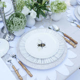 Platos Trinche de Rayas Gris Plata, set de 4