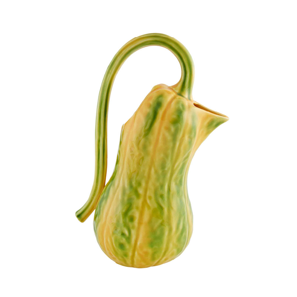 Jarra de cerámica en forma de calabaza amarilla con verde de la marca Bordallo Pinheiro