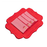 Juego de 4 Servilletas Lucky con Cuadritos Rojo con Hongo y Orilla Bordada