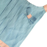 Delantal en Lino Azul con Rosa