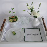 Juego de 4 Servilletas de coctel Bordadas con frases de Viva México y Envueltas en Bolsita de Mercado, verde