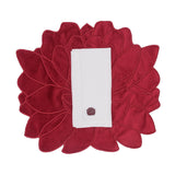 Individuales Blossom Bordado de Flor en Terciopelo Rojo. Set de 4