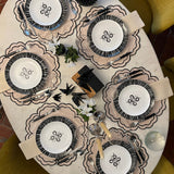 Platos Trinche Negro con Rayas Blancas, set de 4