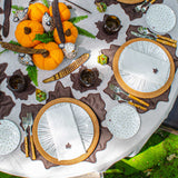 Porta Tarjetas para personalizar lugares en forma de Calabaza en Cerámica Verde, Set de 4