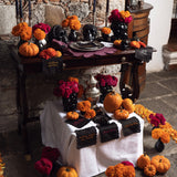Juego de 4 Servilletas de coctel Bordadas con Frases Típicas de Día de Muertos  Set 1
