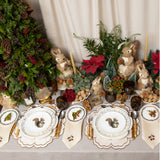 Platos Trinche de Rayas Doradas, set de 4