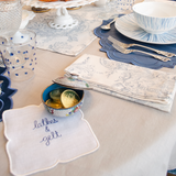 Juego de 4 Servilletas de coctel Bordadas con Palabras y Frases de Hanukka. Set 1