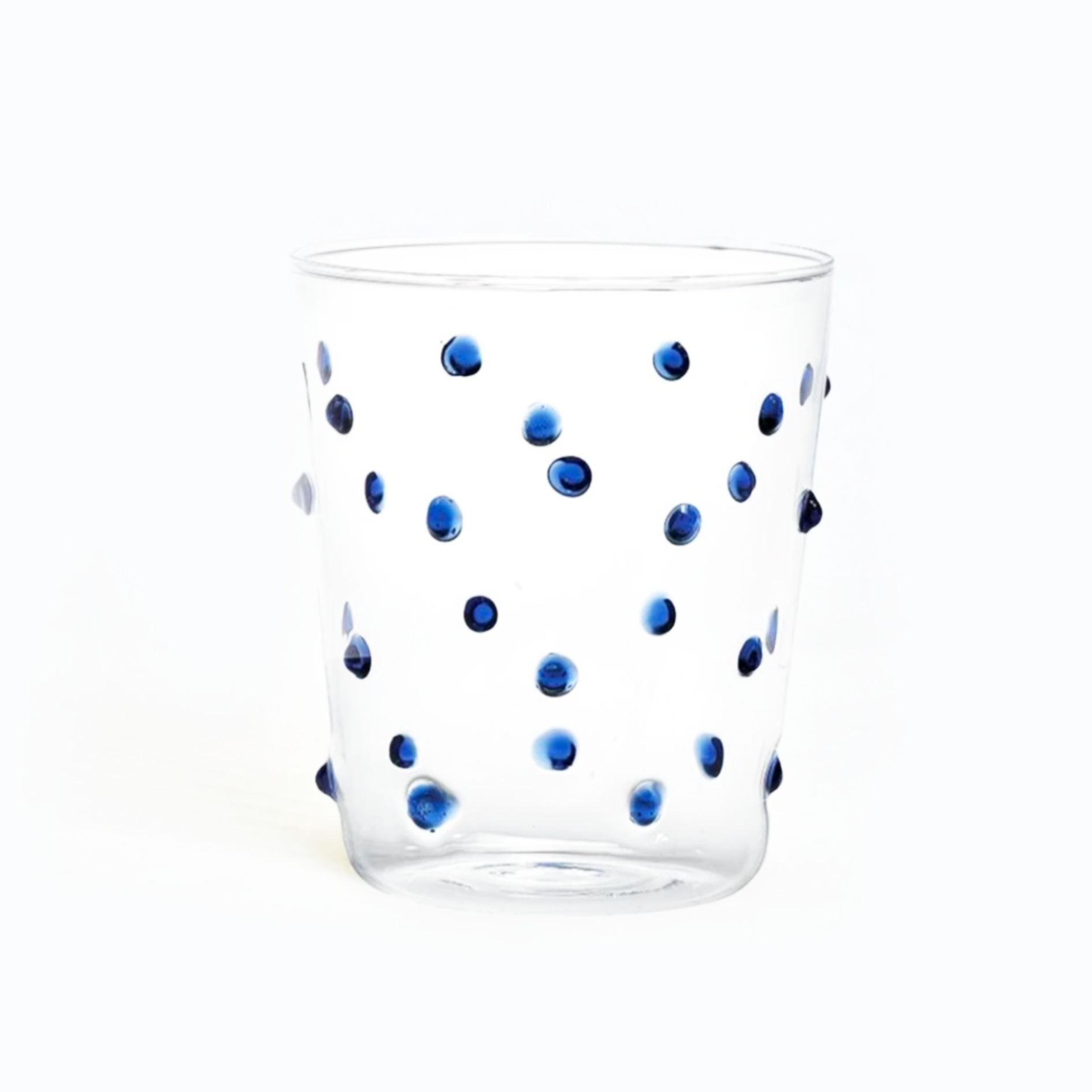 Vasos Pippa Tumbler de Vidrio Transparente con Puntitos color Azul
