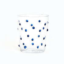 Vasos Pippa Tumbler de Vidrio Transparente con Puntitos color Azul