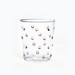 Vaso Tumbler de vidrio transparente con Puntitos en Color Rosa, marca Zash