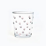 Vaso Tumbler de vidrio transparente con Puntitos en Color Rosa, marca Zash
