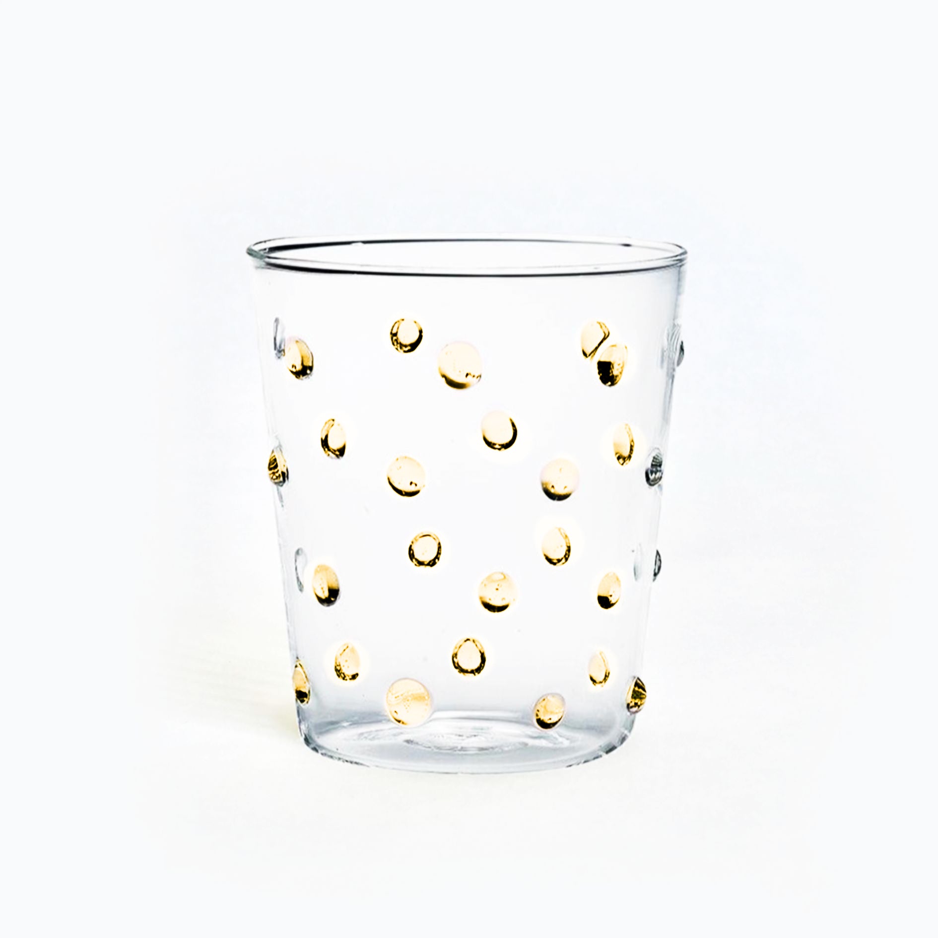 Vasos tumbler Pippa de Cristal Transparente con Puntitos color Amarillo, marca Zash