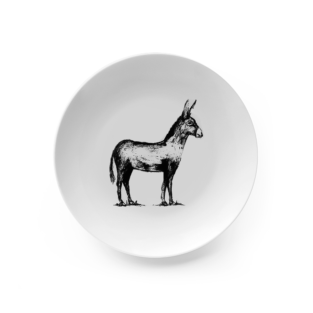 Plato burro, plato burrito, plato donkey, plato ilustrado, plato mediano, plato ensalada, plato porcelana marca Zash