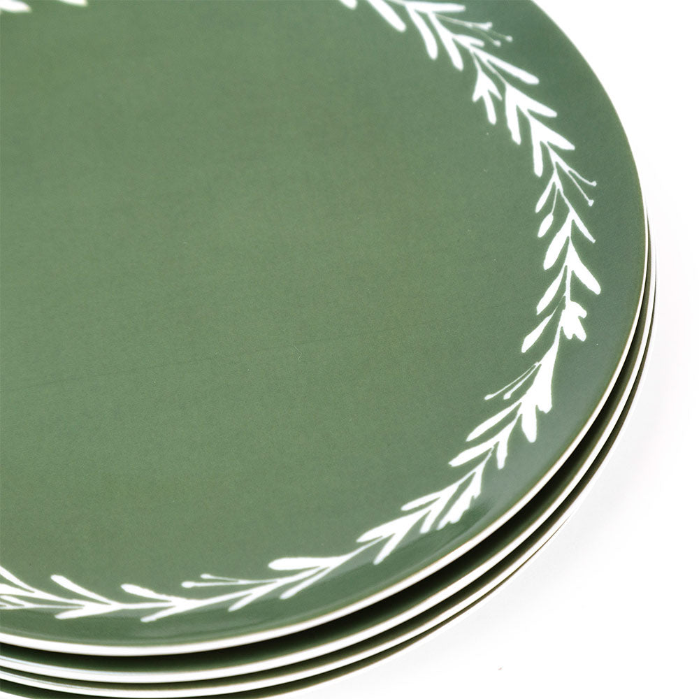 Platos para Pan Verde con Guirnalda Blanca, set de 4