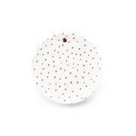 Plato chico para pan o postre de porcelana marca Zash, blanco con puntitos y catarina