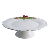 Pastelero Navideño Blanco con Pinos y Fresas. 35 cm