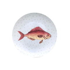 Platos para Ensalada Azul con Puntitos y Pez, set de 4