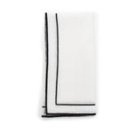 Servilleta Jimmy en Lino Blanco con Doble Orilla Bordada Negro, marca Zash