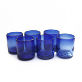Vasos Tumbler de Vidrio Soplado Artesanal Azul Cobalto, set de 6