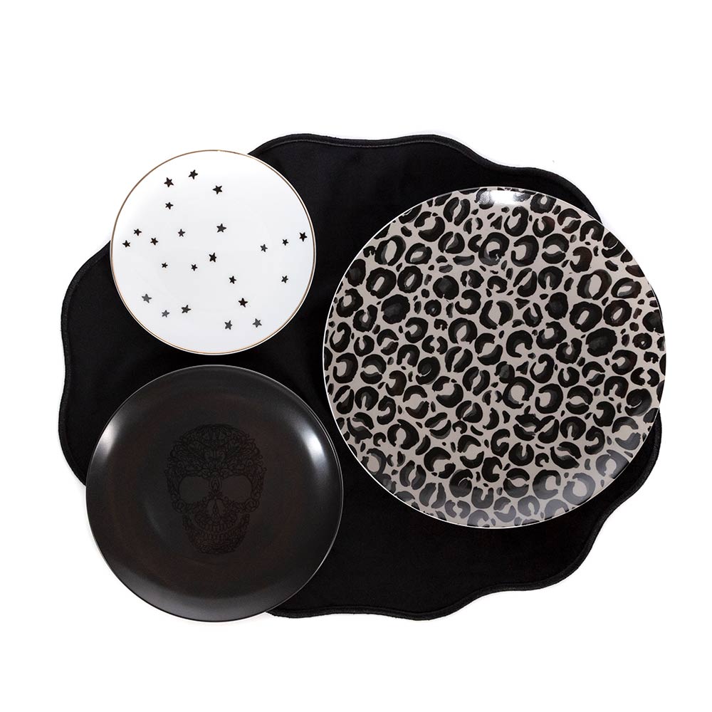 Platos Trinche de Cheetah Print Negro, set de 4