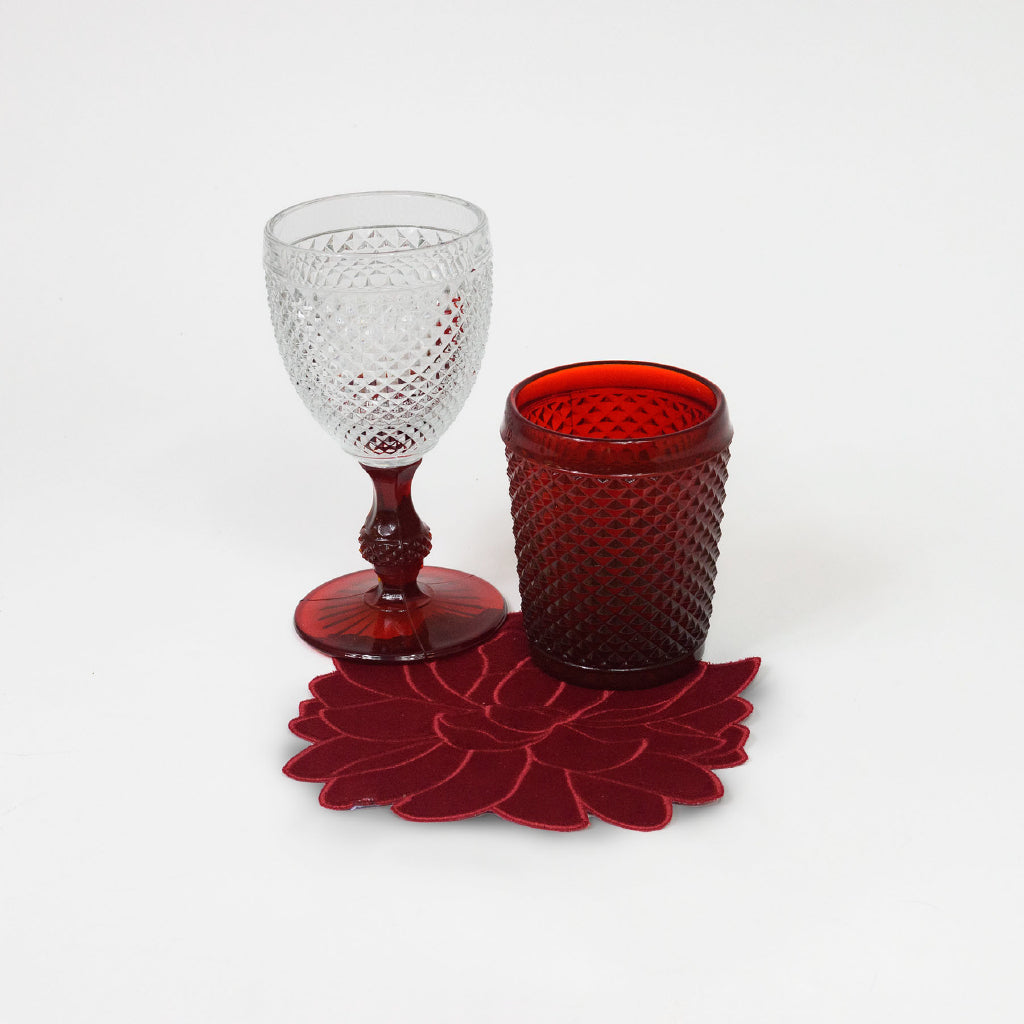 Juego de 4 Servilletas de Coctel Blossom color Rojo en Terciopelo