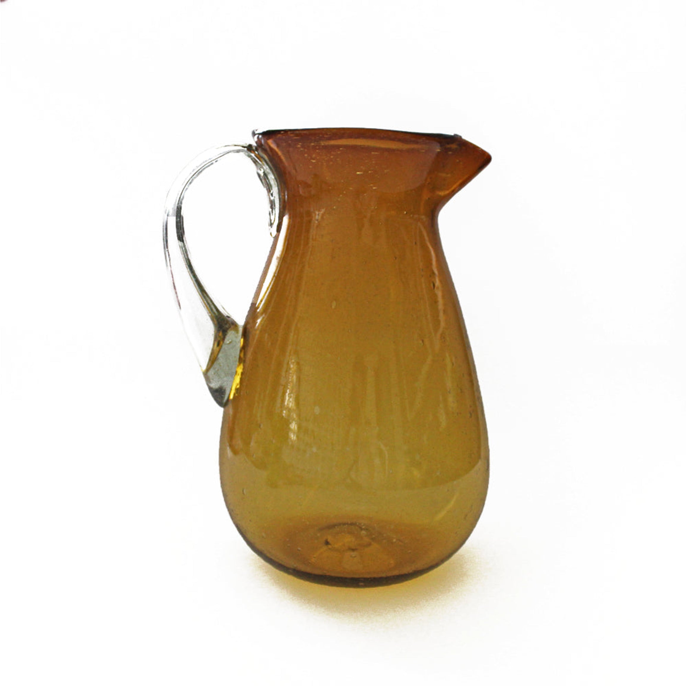 Jarra artesanal de vidrio soplado color ámbar