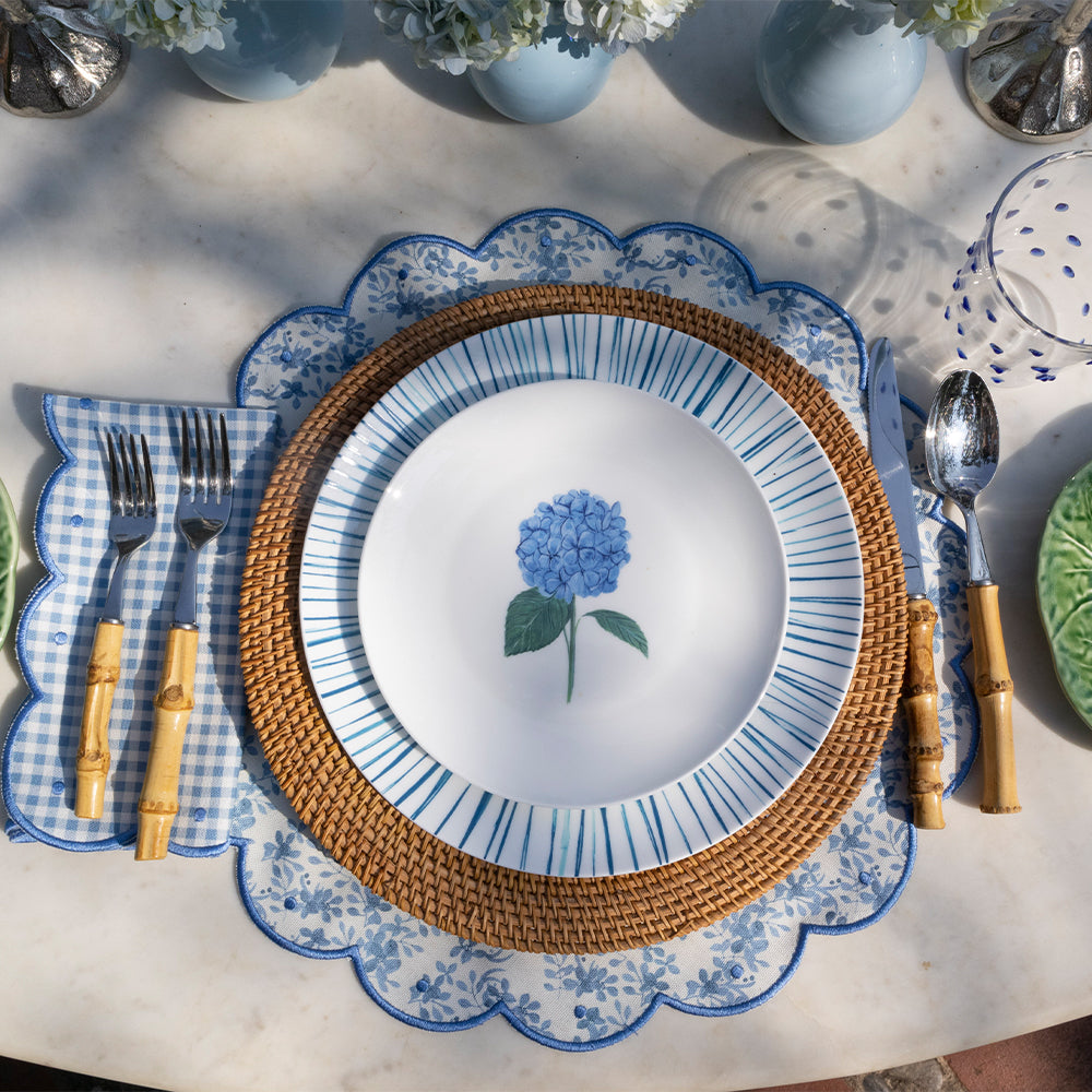 Platos Trinche de Rayas Azules, set de 4