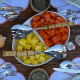 Juego de 5 Cubiertos para Servir con Mango de Bambú Natural