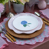 Juego de 4 Manteles Individuales Florales Big Daisy en Rosa y Verde con Doble Orilla Bordada