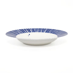 Platos Soperos Azul con Rayas Blancas, set de 4