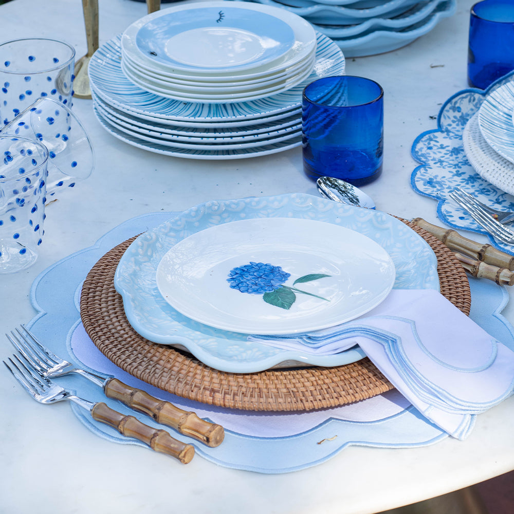 Platos Trinche de Rayas Azules, set de 4