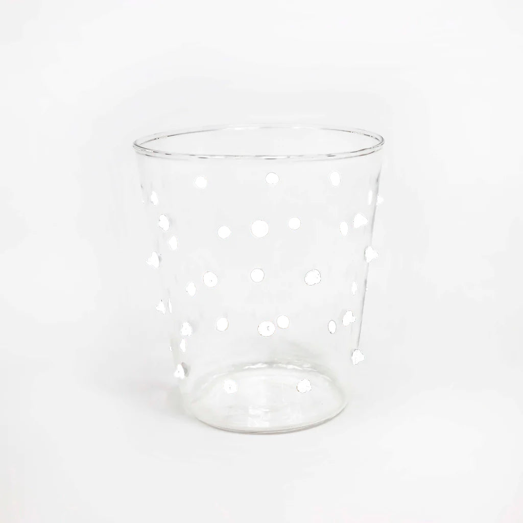 Vaso tumbler de Vidrio Pippa con Puntitos Blancos 
